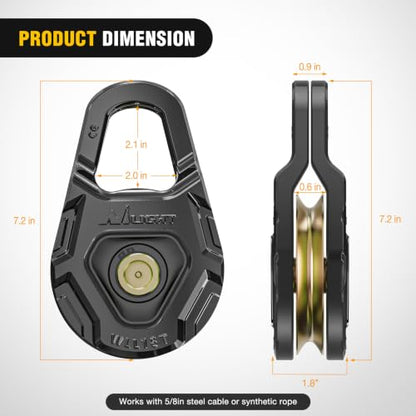Nilight Forged Snatch Block 18 Ton Winch Pulley System E-Coated Rustproof - color: Heavy‑Duty Upgraded Winch Snatch Block 18T