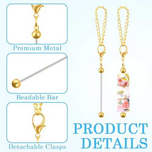16PCS Beadable Keychain Bar Bulk, Keychain Making Kit - color: Gold