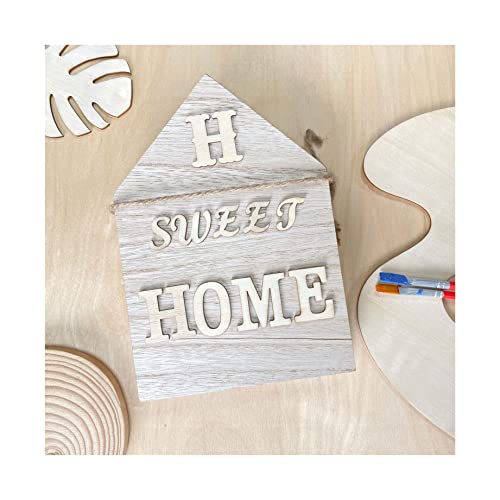 4 Pack 8 Inch Wooden House Shape Block Unfinished Wood Farmhouse Cutouts Tabletop for DIY Crafts Memorial Sign,1 Inch Thick MDF - size: 8 in
