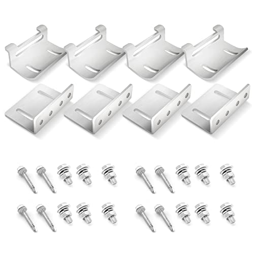 Newpowa Solar Panel Mounting Curved Z Bracket with Nuts and Bolts for RV, Boat, Wall, Off Grid Roof Installation A Set of 4 Silver Aluminum (1 Set) - size: UV Curved Surface*1