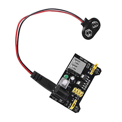 3.3V 5V MB102 Solderless Breadboard Power Supply Module with 9V Battery Clip Power Cable 2.1x 5.5mm Male DC Jack Plug for Arduino (Pack of 3) - size: 3 Set