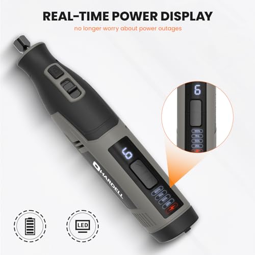 HARDELL 4V Cordless Rotary Tool,4000mAh Longlasting Battery and LCD Screen - color: Grey