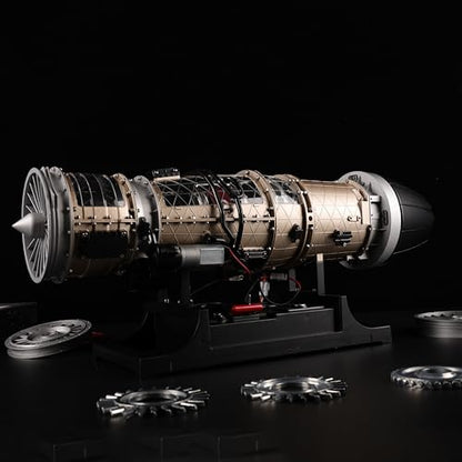 TECHING Metal Low-Bypass Turbofan Engine Model Kit that Works, 600+ Parts