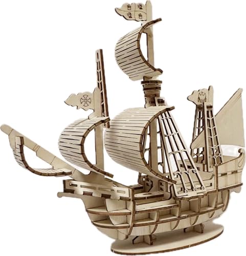 Wooden 3D Sailboat Puzzle Model Kit DIY Ship 3D Jigsaw Puzzles - color: Sailing Boat Puzzle a