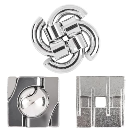 3 PCS Metal Brain Teaser Puzzles Set for Present Gift - color: Metallic Color(combination 3)