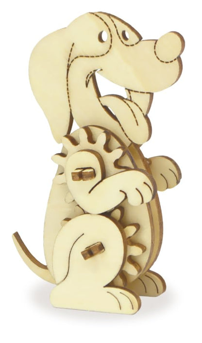 Wooden 3D Puzzle for Kids & Adults - Dog Model with Mechanical Gears, 1 Piece, 6.75 x 5.0 inches, Wood Craft, Ages 8+, Unisex - style: Dog