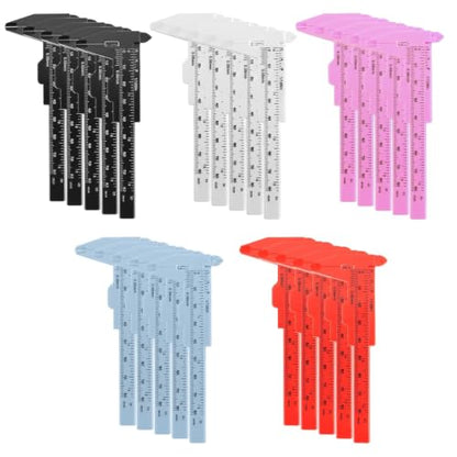 30 Pcs Plastic Vernier Caliper, 80mm/3.15" Eyebrow Measuring Tool, Mini Sliding Ruler Caliper Gauge for Students DIY Crafts School Office Tattoo Eyebrow Artists Use (5 Color, 0-3.15"/0-80mm) - color: 5 colors(30pcs)