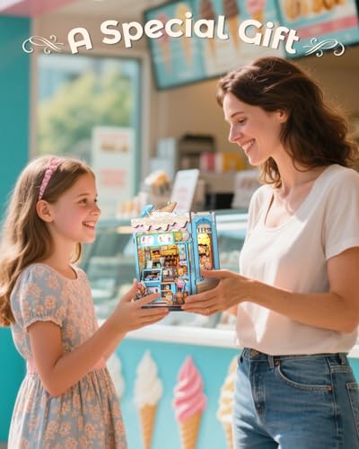 CUTEBEE Book Nook, DIY Miniature House Kit, Ice Cream Shop Booknook - color: Bella's Ice Cream