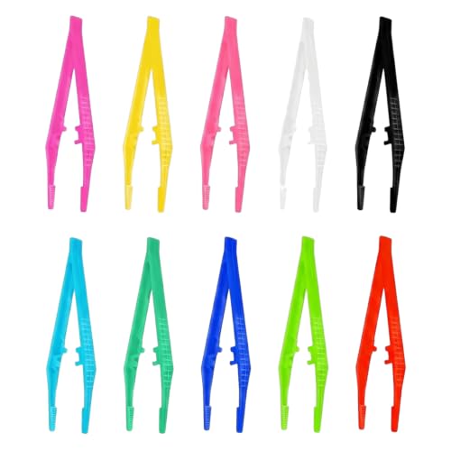 10 Pcs Colorful Plastic Fine Point Bead Tweezers