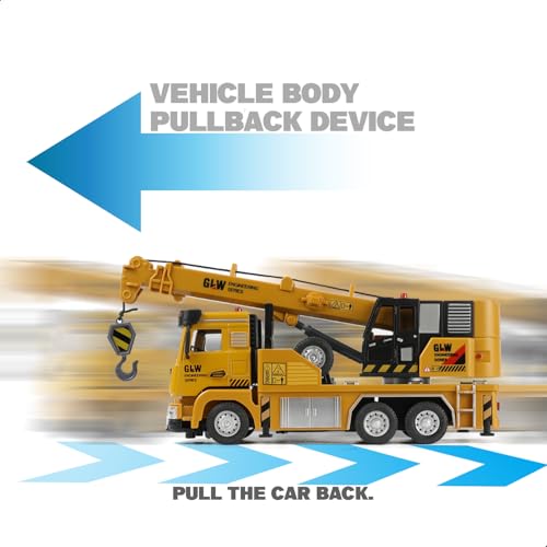 Crane Truck Toy with Telescopic and Metal Hook 360° Rotating Base 1/40