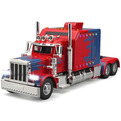 OANMYJJO Semi Truck Car Toy Heavy Tow Trucks and Trailer Toys Car for Boys - color: Red