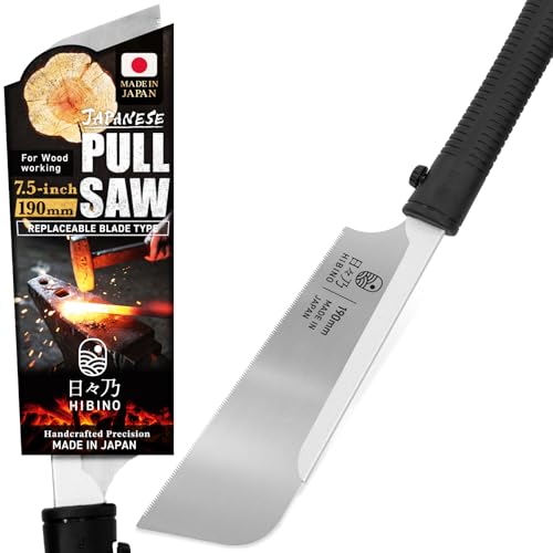 HIBINO Japanese Pull Saw 7.5 Inch Kataba | Made in Japan | Single Edge 14 TPI Fine Crosscut Blade | Lightweight Handsaw for Precision Woodworking, Joinery & Detail Projects | Replaceable Blade - size: 7.5 inch (190mm)