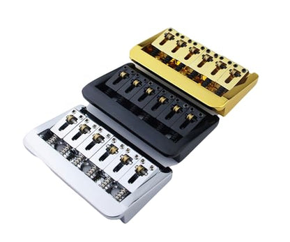 Guyker Adjustable Guitar Bridge 10.5mm String Space with Copper Fixed Saddles and Zinc Block Replacement Part for 6 String Electric Guitar (GG2006, Gold) - color: Golden