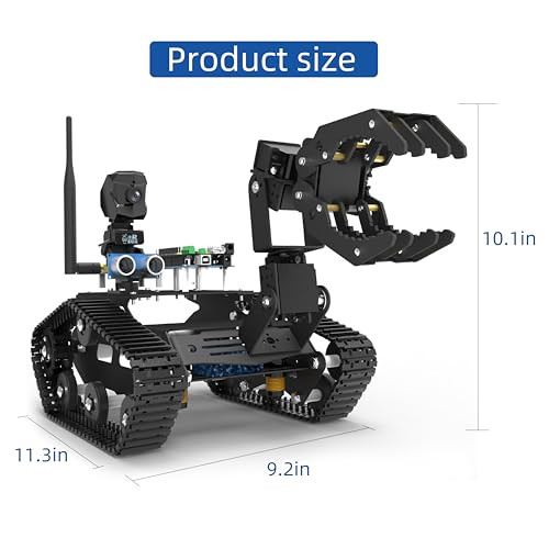 Smart Robot Car Kit with Robotic Arm HD Camera for Mega 2560, Utility Intelligent Tank Chassis Robotics Vehicle, Smart Learning & Educational Robot Toys by iOS Android PC Controlled
