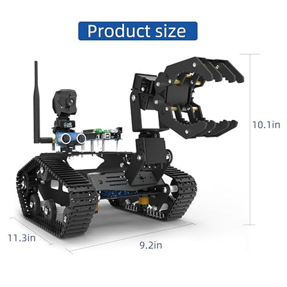 Smart Robot Car Kit with Robotic Arm HD Camera for Mega 2560, Utility Intelligent Tank Chassis Robotics Vehicle, Smart Learning & Educational Robot Toys by iOS Android PC Controlled