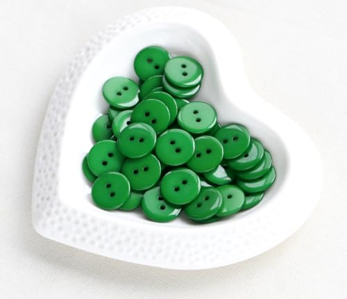 200pcs 5/8 Inch (15mm) Dark Green Color Buttons 2 Holes Resin Button for Sewing and DIY Crafts - color: Dark green