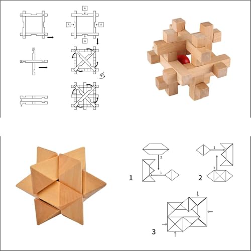 ULT-unite3D Wooden Cube Brain Teaser Puzzle