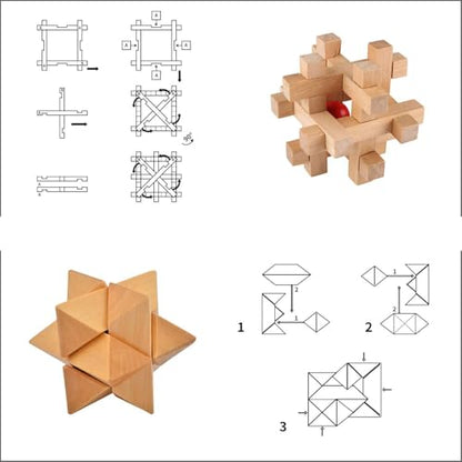 ULT-unite3D Wooden Cube Brain Teaser Puzzle