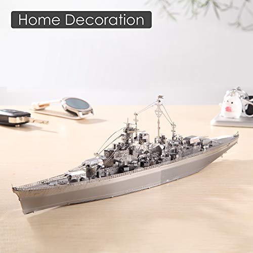 Piececool 3D Metal Puzzles for Adults Metal Watercraft Model Kits, Bismarck Battleship 3D Model Kits for Teenagers DIY Stress Relief, Great Birthday Gift -207 Pcs - color: Bismarck