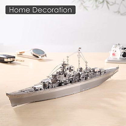 Piececool 3D Metal Puzzles for Adults Metal Watercraft Model Kits, Bismarck Battleship 3D Model Kits for Teenagers DIY Stress Relief, Great Birthday Gift -207 Pcs - color: Bismarck