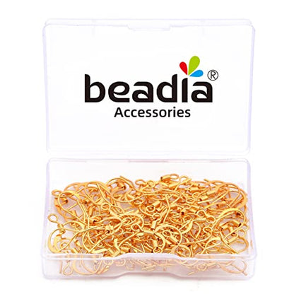 BEADIA 18K Gold Plated Earring Hooks 16x16mm 100pcs for Jewelry Making Findings - size: Hooks 6# 16x16mm