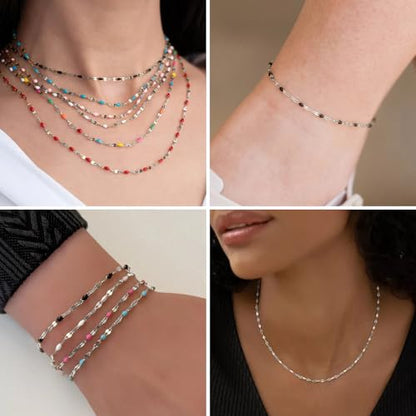 16.5FT Stainless Steel Enamel Chain 2MM Enamel Lip Chain for Jewelry Making - color: stainless steel(pink)