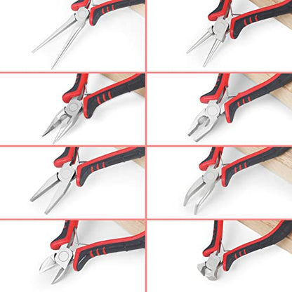 Jewelry Pliers Sets Jewelers Making Tools Kit, Professional 8 piece Mini Wire Plier with Wood Holder for Beading, Crafting, Crimping, Cutting, Repair, Wrapping, Complete Quality for Adults Starter - style: mini pliers set with pallet
