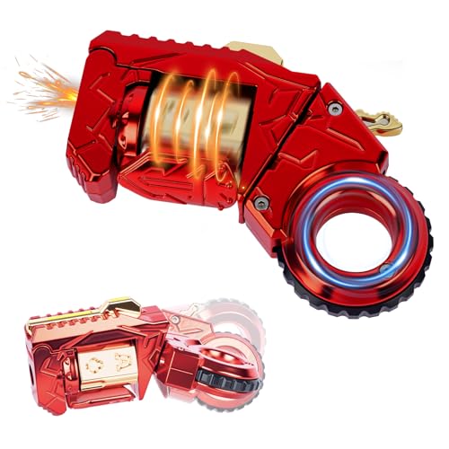 Metal Fidget Toys Gun for Adults - Alloy Fidget Gun Cool Fidget Spinner Gun Slider Dual Form Transformable Stress Relief EDC Desk Toy (Red) - color: Red
