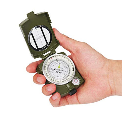 AOFAR Military Compass,AF-4580 Lensatic Sighting, Waterproof and Shakeproof with Map Measurer Distance Calculator, Pouch for Camping, Hiking - color: Camouflage