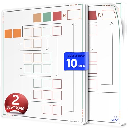 SCRIBBLEDO Long Division Practice 11”x14” Reusable Sheets Math Manipulatives for Classroom Teaching Materials 5th Grade Classroom Must Haves Special Education Math Centers 10-Pack Dry Erase Sheets - size: 11"W x14"H