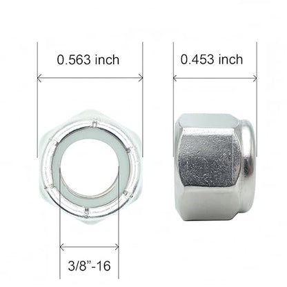 3/8-16 Nylon Insert Lock Nuts 40 Pack, 304 Stainless Steel Hardware Nuts - size: 3/8"-16 (40 pcs)