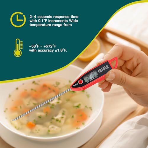 Copkim 6 Set Digital Food Thermometer Long Probe Instant,Black, Red - color: Black,Red