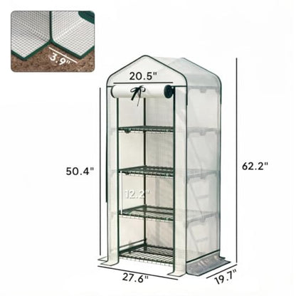 4‑Tier Mini Greenhouse, Small Walk‑in Green House, White - color: White, size: Small