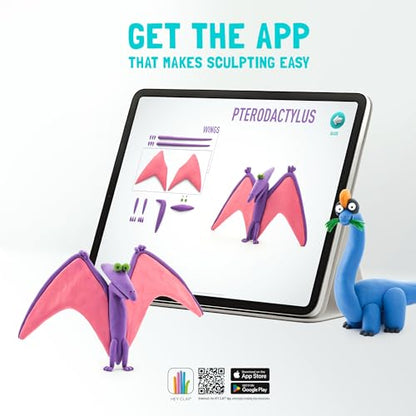HEY CLAY Fat Brain Toys Dinosaurs, Air Dry Clay Kit with Interactive App for Kids & Tweens, Modeling Clay and Crafts Set - color: Dinos