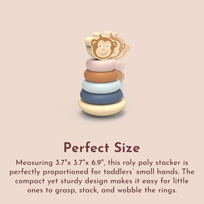 SPEEDY MONKEY Wooden Roly Poly Stacker | Wobble Base Ring Toy Kids Gift - color: Roly Poly Stacker
