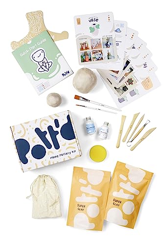 Pott'd Pottery Kit, Air Dry Clay Kit for Adults & Beginners - style: Without Paints