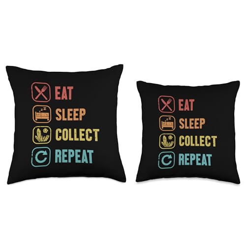 Best Rocks And Minerals Guide Kit Collection Gifts Eat Sleep Collect Repeat Geologist Mineral Collector Throw Pillow, 16x16, Multicolor - size: 16x16
