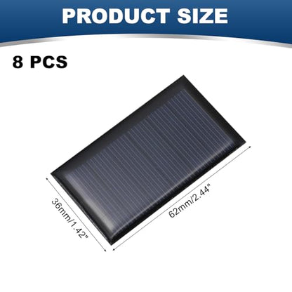 MECCANIXITY 8PCS 3V 0.27W 0.09A Mini Solar Panels for Solar Power, Small Solar Photovoltaic Cells Charge DIY Electric Toy Materials Solar System Kits, 2.44" x 1.42" - style: 3V 0.27W 0.09A