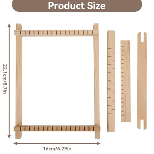 Cyrank 4pcs Weaving Loom Kit, Small Wooden Weaving Loom for Beginners Wooden DIY Rectangle Multi-Craft for Adults Lovers
