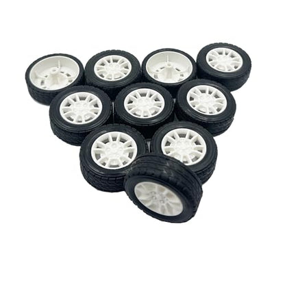 10PCS Toy Car Wheels 38mm Rubber Tire with 5PCS Shaft Round Axles for for DIY Model Toy RC Car Accessories (2.5X38MM) - style: 2.5X38MM