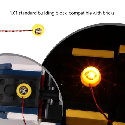 14PCS Building LED Lights 1X1 Circular Dot Compatible with LEGO（Yellow） - color: Yellow Light