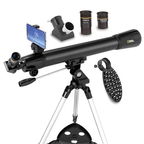National Geographic 70mm Astronomical Refractor Telescope with Fully Coated Optics Adjustable Tripod and Astronomy App for Young Astronomers and Adult Sky Watchers