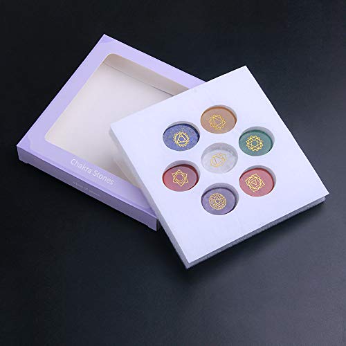 TGS Gems 7 Chakra Stones set - Reiki Healing Crystal With Engraved Chakra Symbols - color: CKL-001