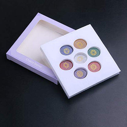 TGS Gems 7 Chakra Stones set - Reiki Healing Crystal With Engraved Chakra Symbols - color: CKL-001