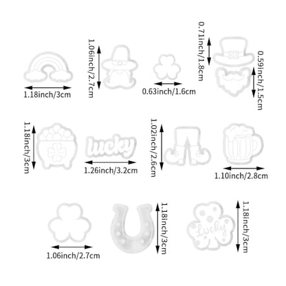 St. Patrick's Day Polymer Clay Cutters Set - 12pcs Lucky Shamrock Leprechaun Shapes for DIY Earring Jewelry Making, Soft Clay Crafts & Holiday Supplies - color: 2R color