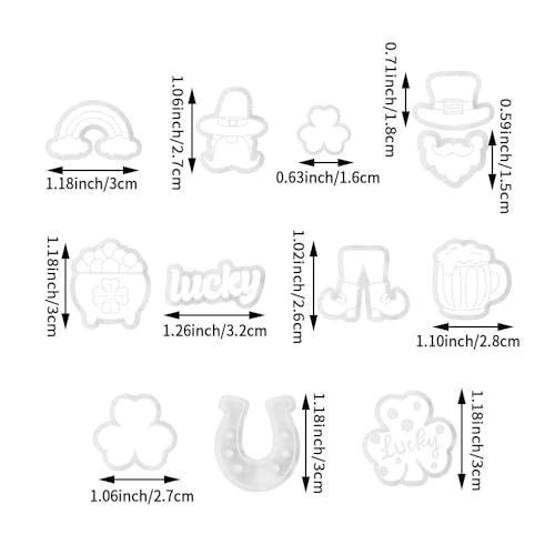 St. Patrick's Day Polymer Clay Cutters Set - 12pcs Lucky Shamrock Leprechaun Shapes for DIY Earring Jewelry Making, Soft Clay Crafts & Holiday Supplies - color: 2R color