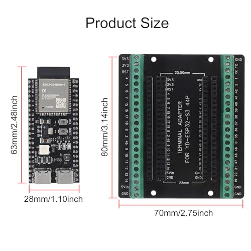 1Sets ESP32 S3 Development Board 2.4G WiFi BT Module Internet of Things ESP32-S3-WROOM-1 N16R8 MCU 44Pin 8M PSRAM with Expansion Adapter - color: 1Set