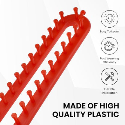 SATUY Rectangle Knitting Looms, 26cm Scarf Loom with Crochet Hook & Needle - size: Rectangle-26cm