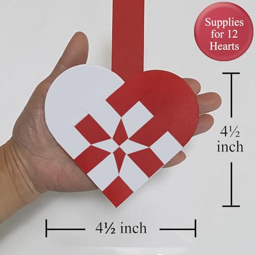 12 DIY Danish Heart Baskets. 4x4 Checkered Pattern with Central Star. Precut and Ready to Use, No Tools Needed. Traditional Weaving Paper Craft to Make Julehjerter. for Experienced Crafters - color: 4x4 With Center Star Kit