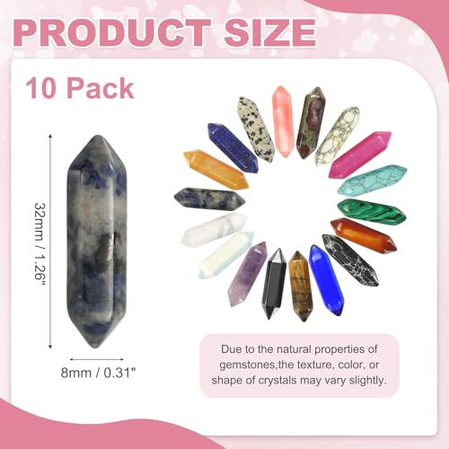 MECCANIXITY 10 Pack Blue Agate Quartz Crystals, Polished Crystals Bulk Hexagonal Shaped Meditation Gemstone for Jewelry Making Energy Balance Accessories Gifts - color: Blue Agate